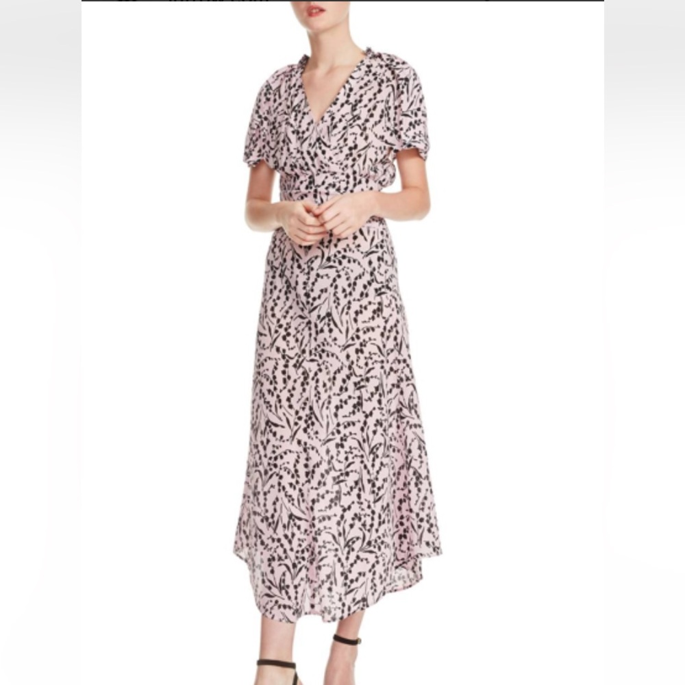 Maje Rivara 100% Silk Floral Maxi Dress Medium Pink Feminine Romantic Flowy